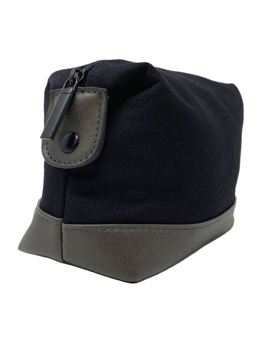 Grey/Black canvas dopp bag with snaps